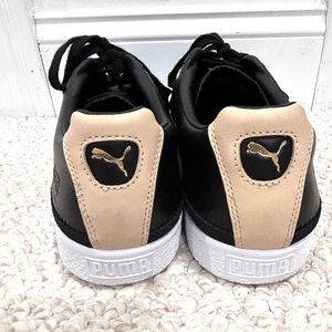 Puma Black and Tan Sneakers with Gold Logo